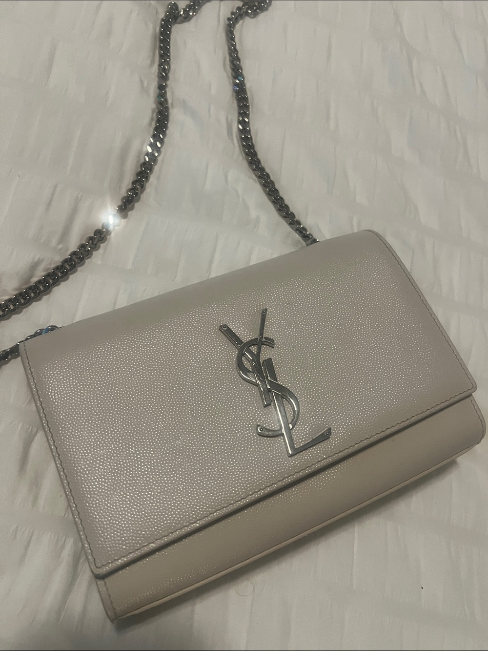 Saint Laurent Pebbled YSL Chain Crossbody